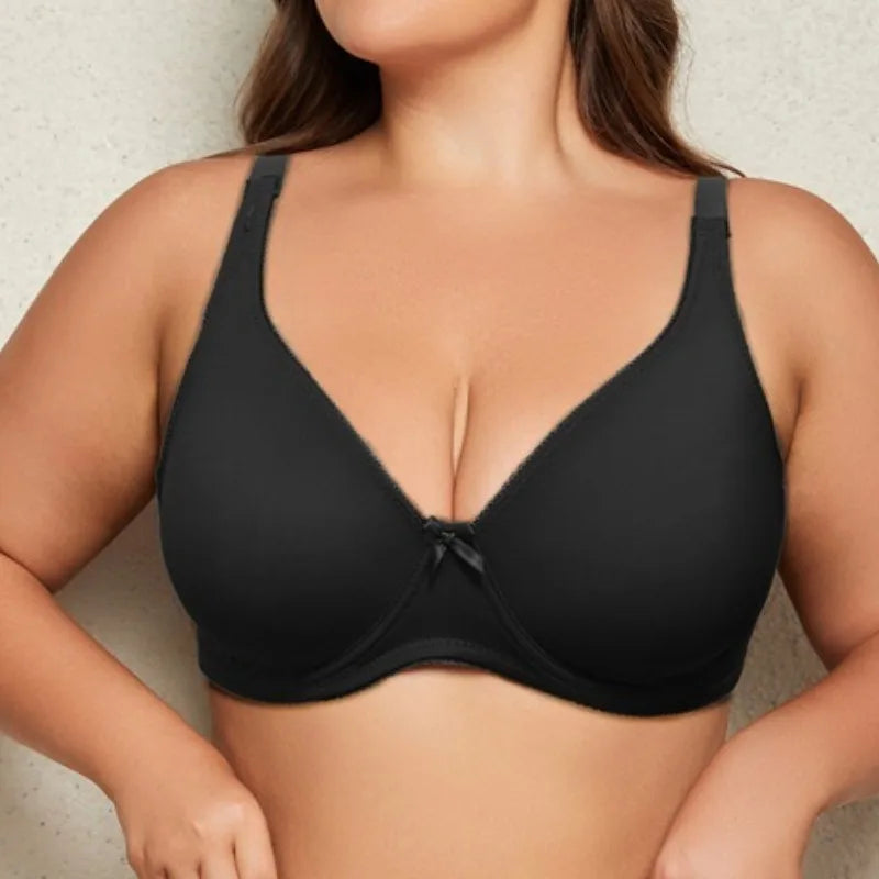 Women’s Bra for Large Bust – Solid Color, Seamless, Breathable, Thin Unlined with Underwire, Plus Size 95D-110D Lingerie