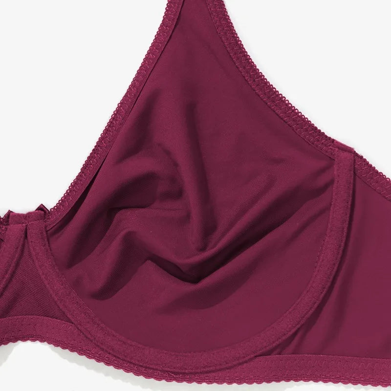 Women’s Bra for Large Bust – Solid Color, Seamless, Breathable, Thin Unlined with Underwire, Plus Size 95D-110D Lingerie