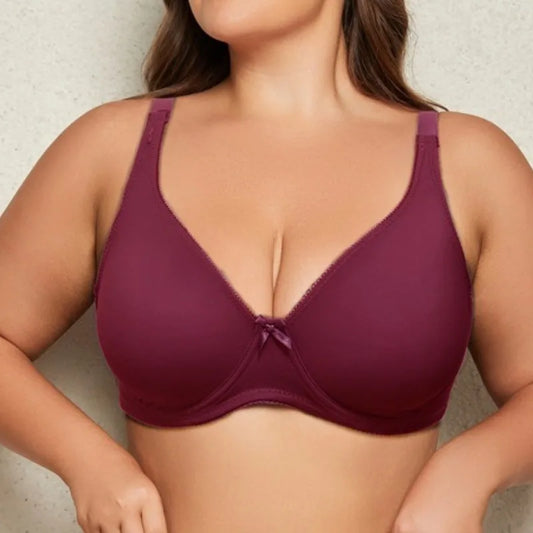 Women’s Bra for Large Bust – Solid Color, Seamless, Breathable, Thin Unlined with Underwire, Plus Size 95D-110D Lingerie