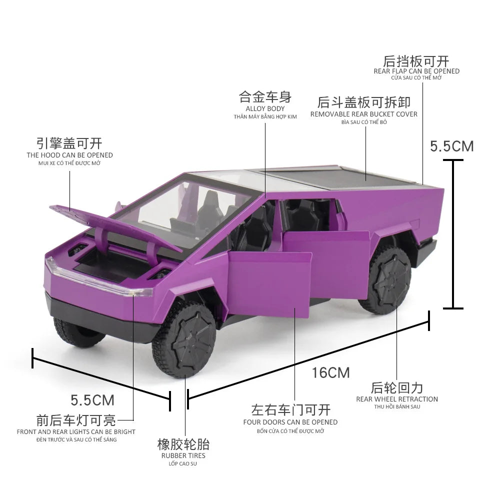 1:32 Tesla Cybertruck Alloy Car Model Diecasts & Toy Vehicles Toy Cars Pickup Truck Kid Toys For Children Christmas Gift Boy Toy